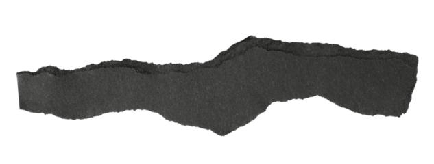 ripped torn blank black paper piece isolated on white or transparent png