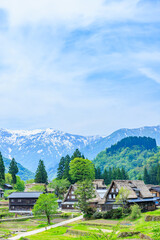 初夏の相倉合掌造り集落　五箇山　富山県南砺市　Ainokura Gassho-style Village in early summer. Gokayama. Toyama Prefecture, Nanto City.