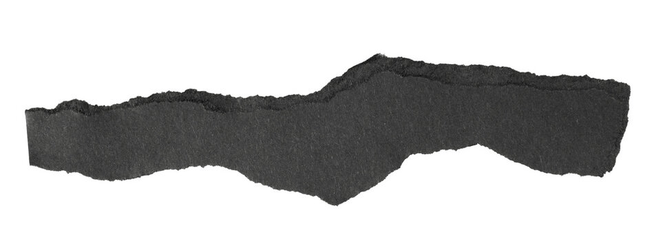 ripped torn blank black paper piece isolated on white or transparent png