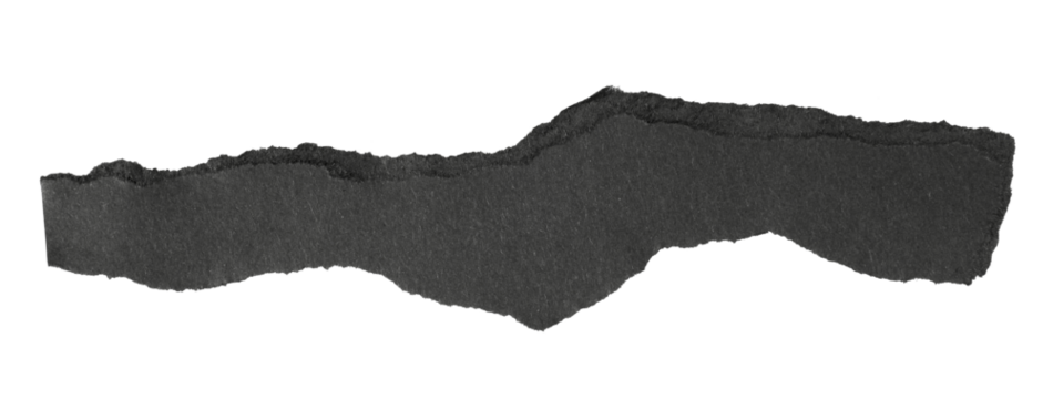 ripped torn blank black paper piece isolated on white or transparent png