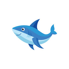 Obraz premium Minimal Blue Shark Swimming icon vector illustration