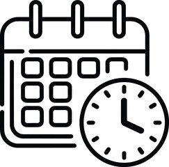 Obraz premium Calendar and Clock Icon – Schedule and Time Management Vector Illustration