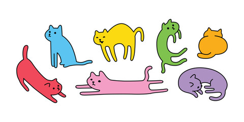 cat vector kitten colorful calico doodle icon cartoon character pet illustration animal symbol isolated design