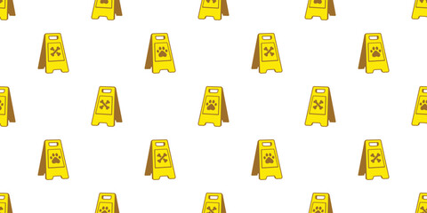 dog paw bone footprint seamless pattern warning slippery floor sign vector puppy pet cartoon tile background gift wrapping paper repeat wallpaper doodle illustration isolated design