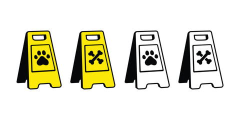 dog paw bone warning slippery floor sign footprint vector icon cartoon character puppy pet doodle symbol illustration design isolated