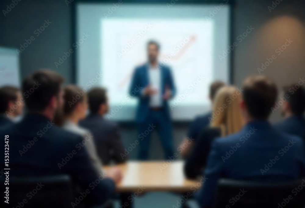 Poster generative ai depicts a blurred business presentation scene