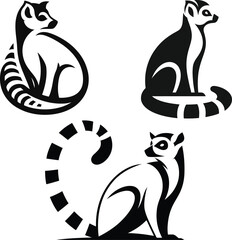 Lemur Silhouette Set | Ring-Tailed Primate Vector Art | Madagascar Wildlife Graphic