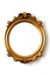 Naklejka na ściany i meble Golden Ornate Oval Mirror with Antique Frame Isolated On White 