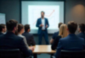 Generative AI Depicts a Blurred Business Presentation Scene