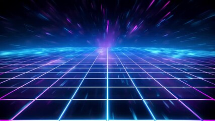 Retro futuristic grid neon lights speed background - Powered by Adobe