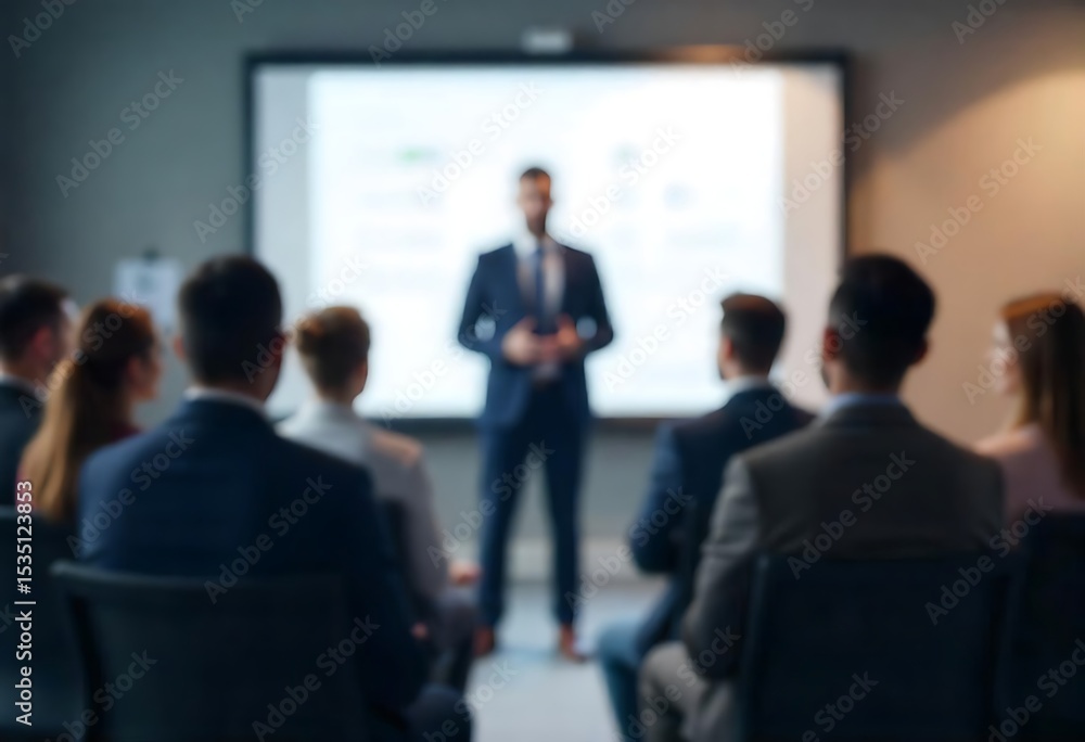 Poster generative ai business presentation: blurred audience and speaker