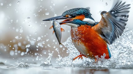 Bird Catching Fish