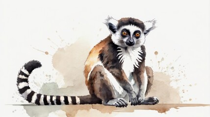 Fototapeta premium Watercolor illustration of a lemur (1)
