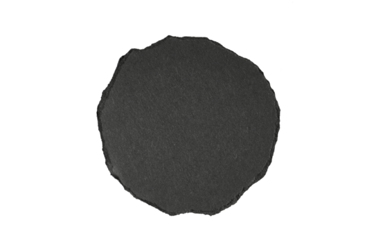 round black paper texture mockup with ripped edges isolated on white or transparent png