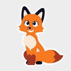 Cute orange fox illustration, cheerful cartoon animal design
