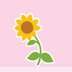 Simple Sunflower Illustration Against Pink Background