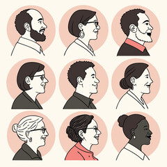 Diverse Group of People Profile Portraits with Pink Backgrounds Representing Inclusivity and Professionalism in Business © AbuBokor