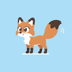 Cute Cartoon Fox with Wagging Tail Illustration