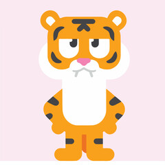 Grumpy Cartoon Tiger Character with Hands on Hips