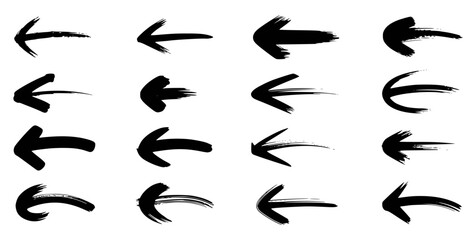 Black brushstroke arrows pointing left on white background