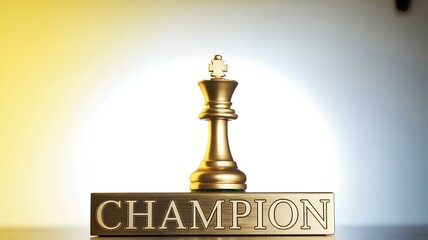 International Chess Day Champion golden king, celebrating competitive strategy concept