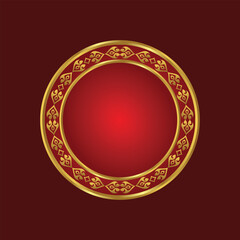 Elegant Golden Circular Frame - Ornamental Round Border Vector Illustration