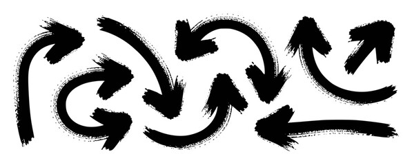 Hand drawn black arrows pointing different directions on white