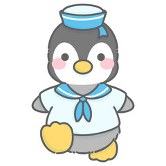 水兵さんの格好をしたペンギンのイラスト