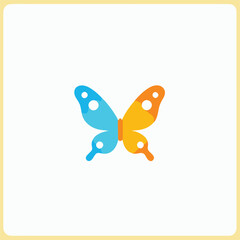 Gradient Butterfly Icon: Blue and Orange with White Spots