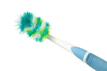 old used toothbrush on a white background