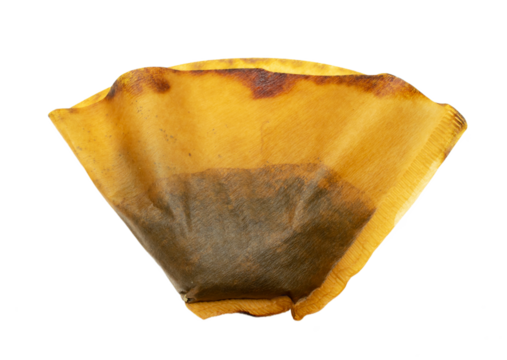 coffee filter used on white background