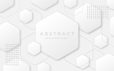 Hexagon 3d Abstract white and grey modern Background.
