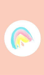 rainbow on bej background, color pink ,blue,yellow 
