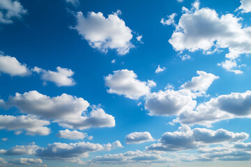 Blue sky daytime clouds on horizon wide angle photographic