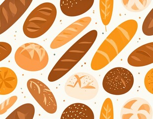Colorful Bread Pattern Design Illustration