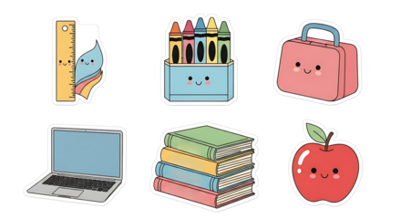 Adorable Back-to-School Kawaii Stickers Laptop, Books, Crayons, Lunchbox, and More!