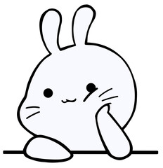 Rabbit resting its cheek on its hand