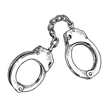 handcuffs vector line art hand drawn illustration