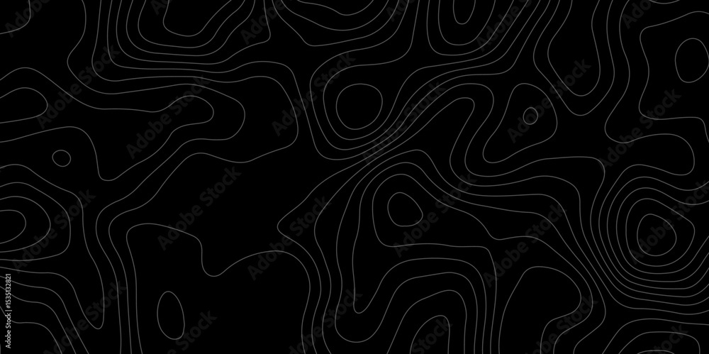 Aufkleber abstract dark topographic contour lines on a black background. minimalist elevation map pattern for 