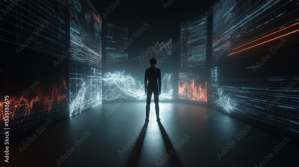 Poster exploration of data visualization in a futuristic digital environment