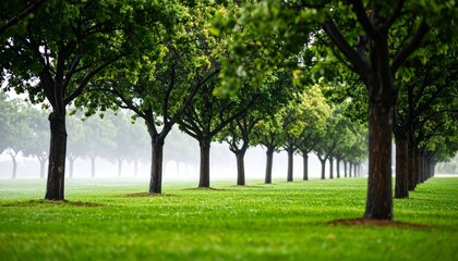 Obraz premium Rain and storm winds blowing trees, thunderstorm