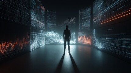 Exploration of data visualization in a futuristic digital environment