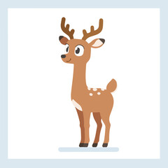 Cute Cartoon Deer Illustration with Spots and Antlers