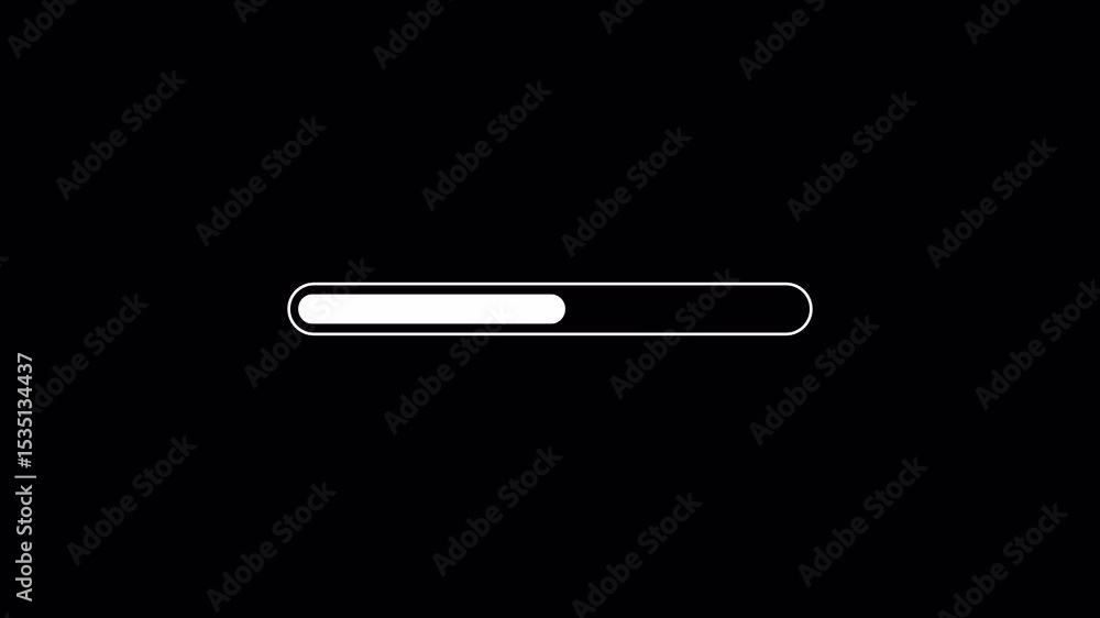 Fototapete loading bar animation from 0 to 100% with alpha channel, white progress bar animation on a transpare