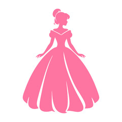 Pink Silhouette of Woman in Ball Gown