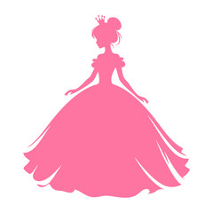 Pink Silhouette of Woman in Ball Gown