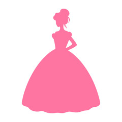 Pink Silhouette of Woman in Ball Gown