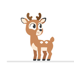 Cute cartoon deer with antlers, vector illustration