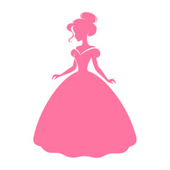 Fototapeta premium Pink Silhouette of Woman in Ball Gown