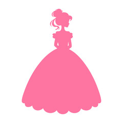 Pink Silhouette of Woman in Ball Gown